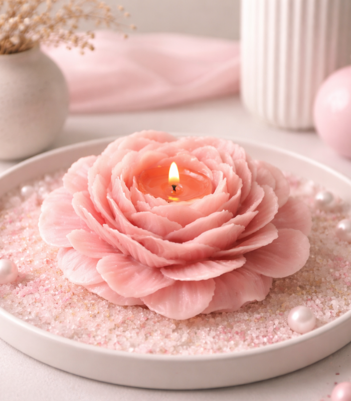 Untitled design (100) Peony flower Scented Candle - Pink - Image 1