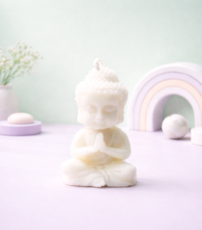 Untitled design (69) Meditating Buddha Candle - White - Image 1