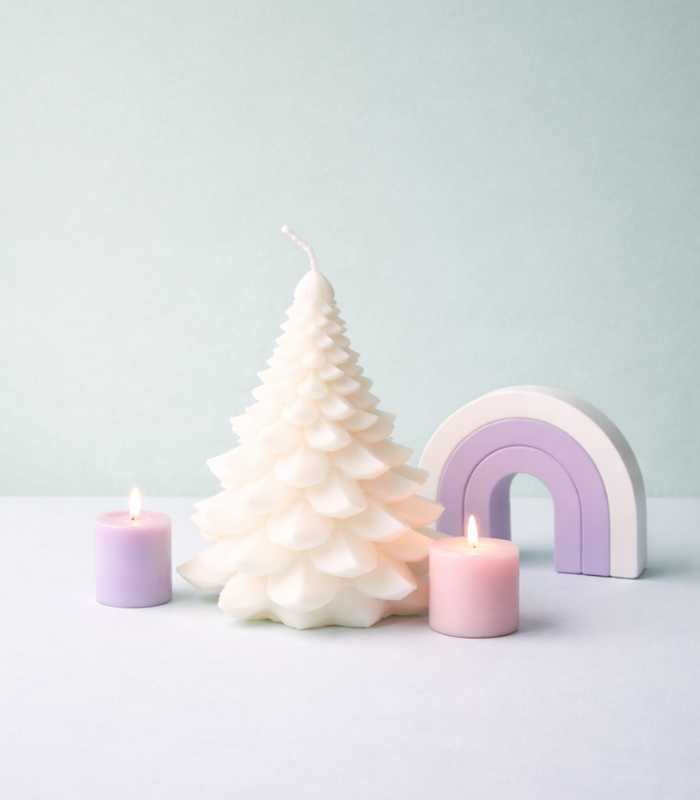 Untitled design (75) Christmas Tree Candle - White - Image 1