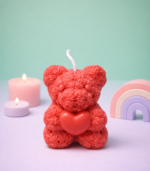 Teddy Bear Candle - Red