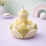 Studioz MAgic - Buddha with Golden Lotus Candle – white