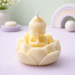 Buddha with Lotus Candle - White - Image 2