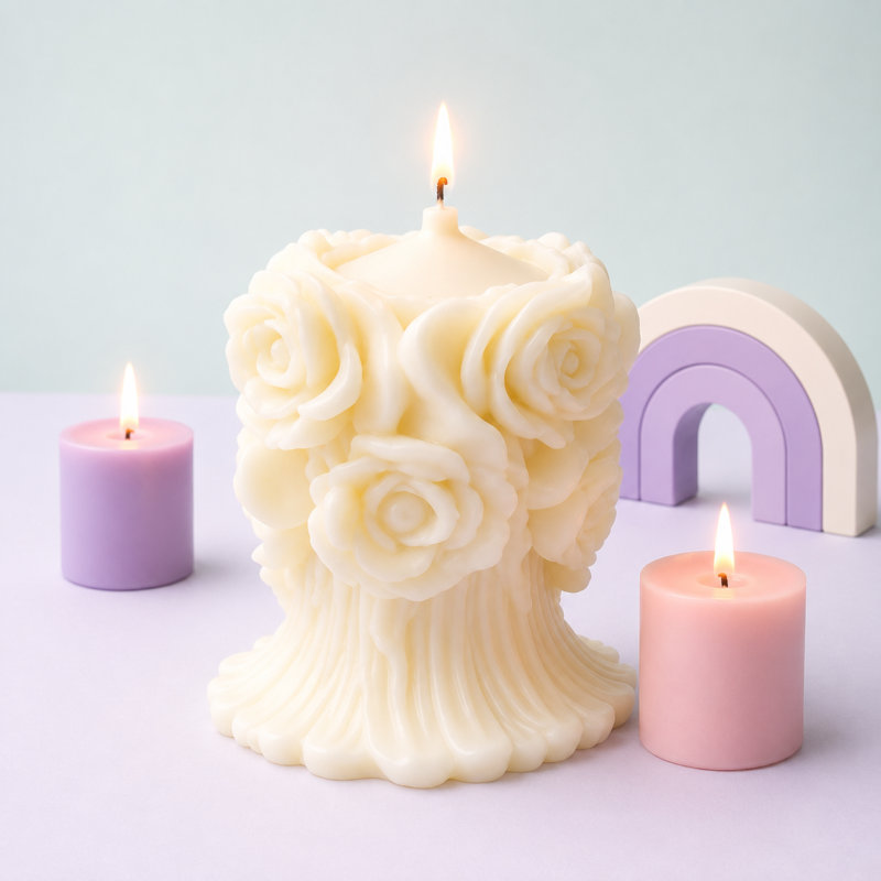 Studioz Magic - Flower Big Candle – White